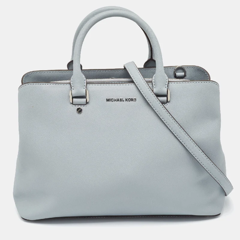 Michael Michael Kors Bags for networking events to stand out from the competitionLight Blue Leather Savannah Tote