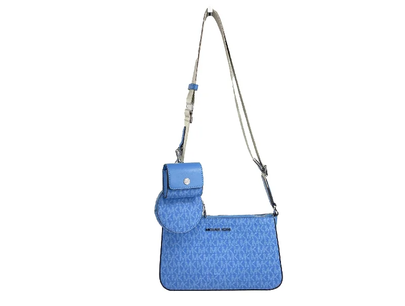 Michael Michael Kors Bags for family vacations to keep essentials organizedMichael Kors Jet Set Signature PVC Crossbody Tech Attachment Bag Purse Blue