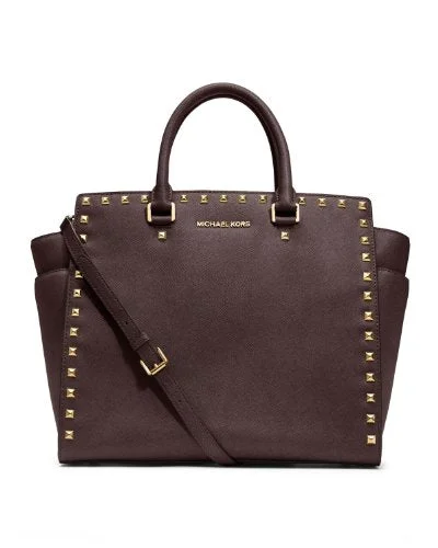 Michael Michael Kors Bags for fashion weeks to showcase the latest trendsMichael Kors Selma North South Large Stud Satchel Coffee