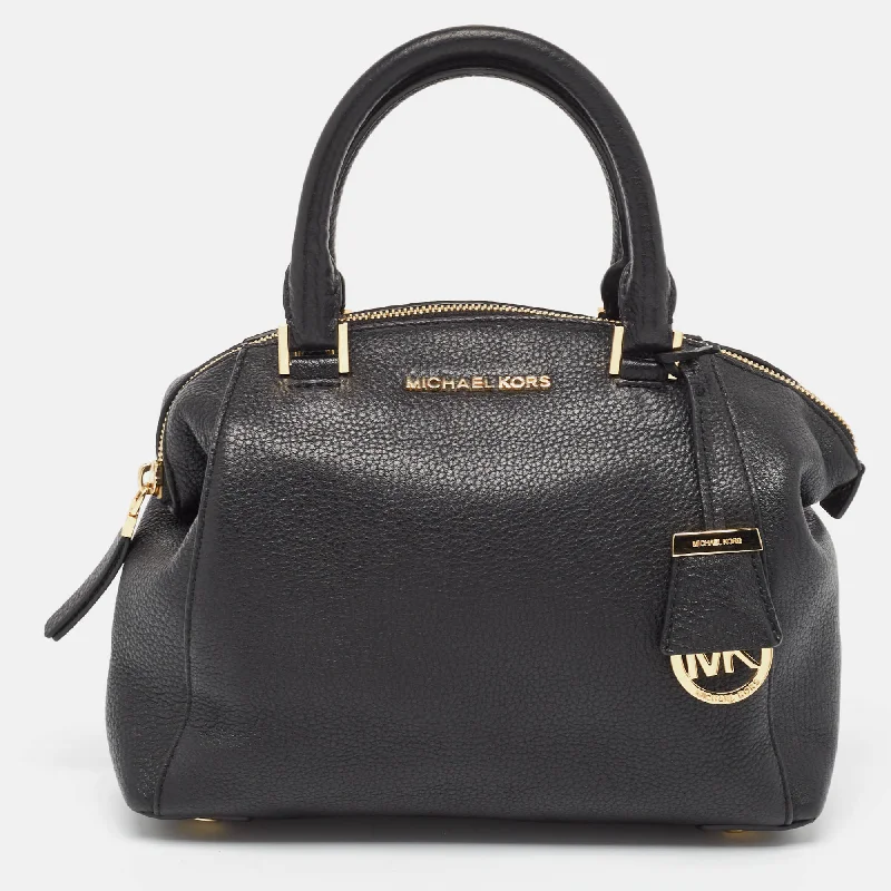 Michael Michael Kors Bags for camping trips with a water - resistant and rugged designBlack Leather Riley Satchel