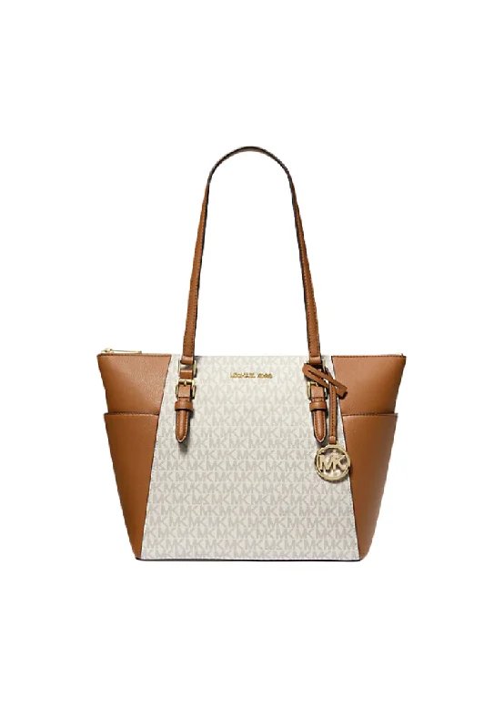 Michael Michael Kors Bags for product launches to match the brand's imageMichael Kors Charlotte 35T0GCFT3B Large Top Zip Tote Bag In Vanilla