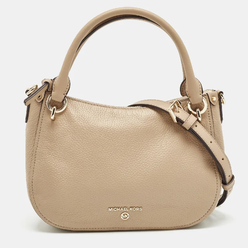 Michael Michael Kors Bags for road trips with enough space for snacksBeige Leather Small Harper Shoulder Bag