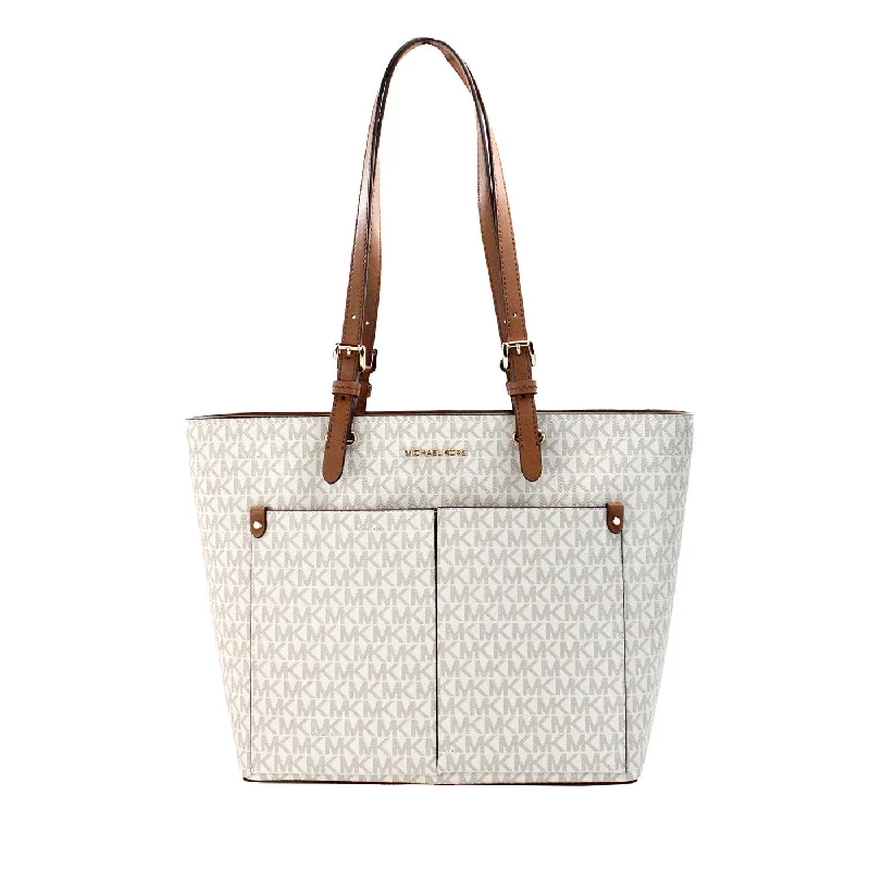 medium-sized Michael Michael Kors satchel bags for everyday office useMichael Kors Jet Set Medium Vanilla Double Pocket Tote Bag