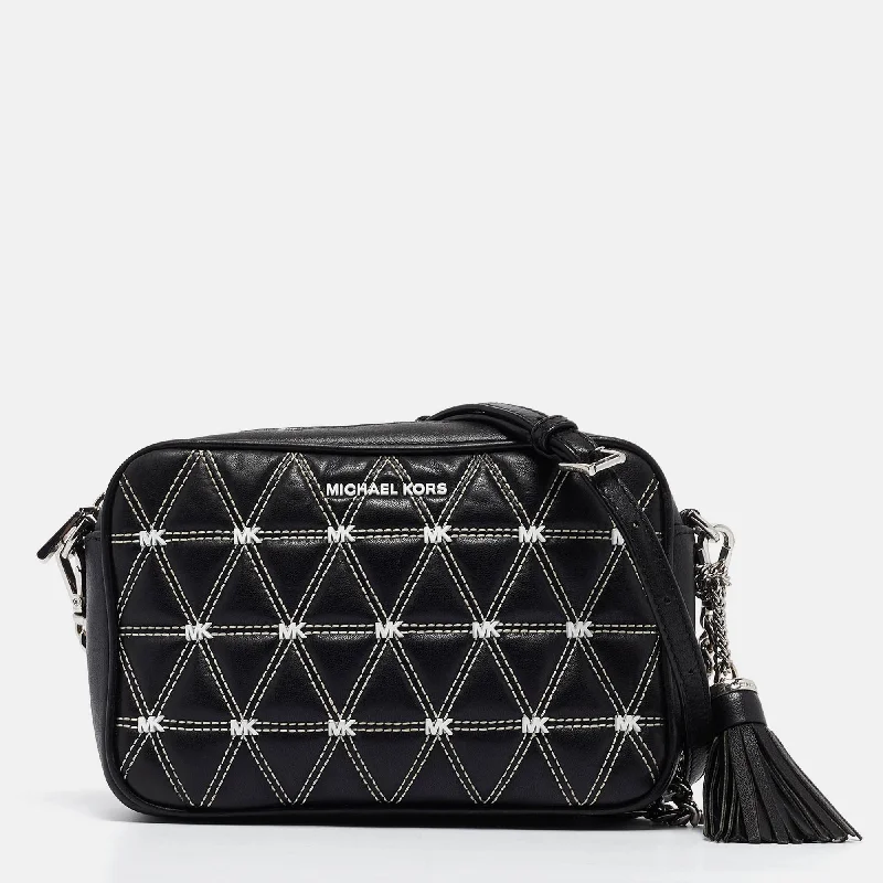 Michael Michael Kors Bags for networking events to stand out from the competitionBlack/White Quilted Leather Medium Ginny Crossbody Bag