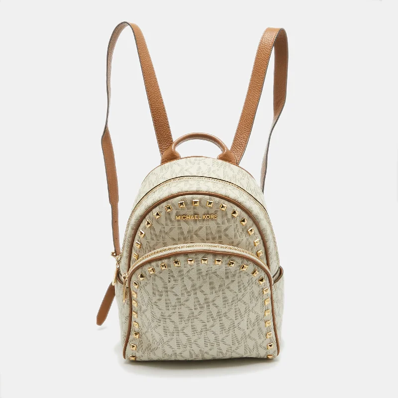 Michael Michael Kors Bags for food festivals with a design that can hold food - related itemsOff White Signature Coated Canvas Studded Abbey Backpack