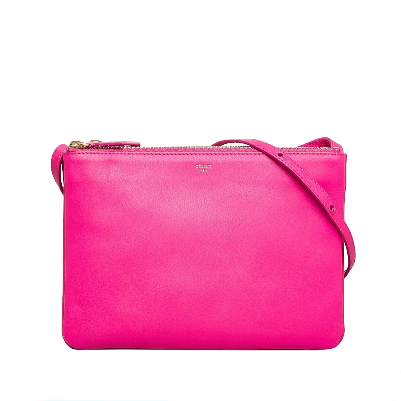 Celine Bags with Adjustable Shoulder Straps for All - Day ComfortCeline Trio Large Pink Calfskin