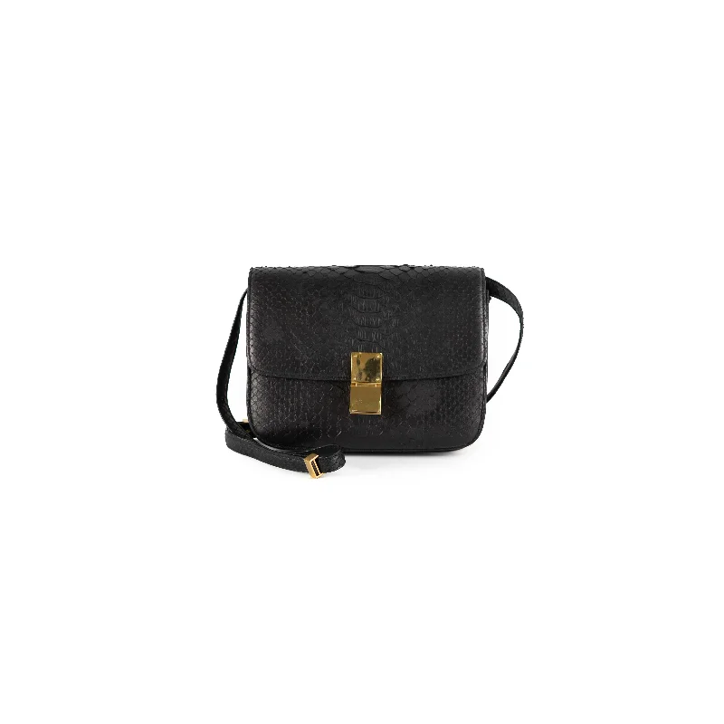 Easy - to - Clean Celine Bags for Busy LifestylesCeline Box Python Bag Black