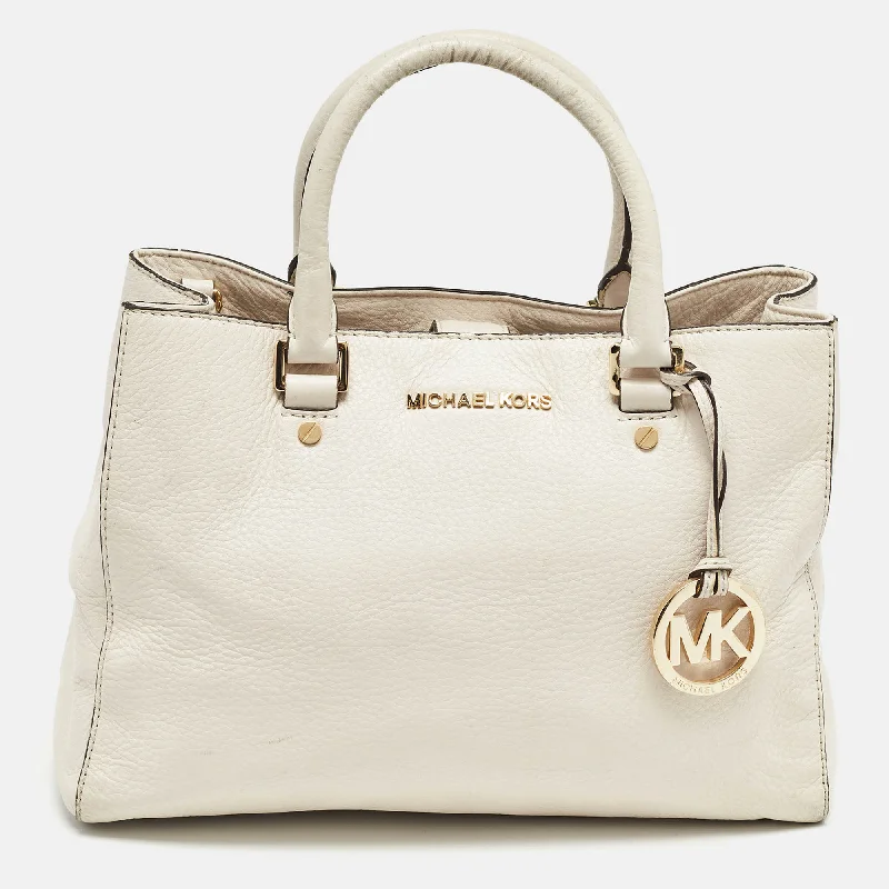 Michael Michael Kors Bags for wine tastings in a refined styleOff White Leather Middle Zip Tote