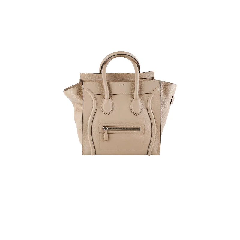 Dark - Hued Celine Bags for a Sophisticated and Timeless LookCeline Micro Luggage Tote Beige