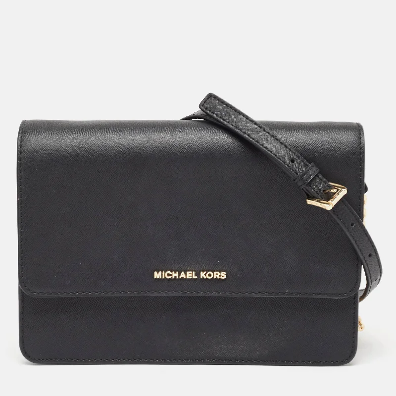 Michael Michael Kors Bags for shopping sprees in the cityBlack Saffiano Leather Large Daniela Crossbody Bag