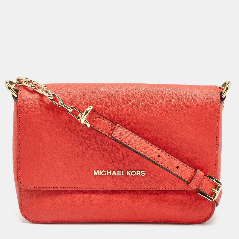 Michael Michael Kors Bags for couples traveling together in a coordinated styleRed Leather Daniela Crossbody Bag