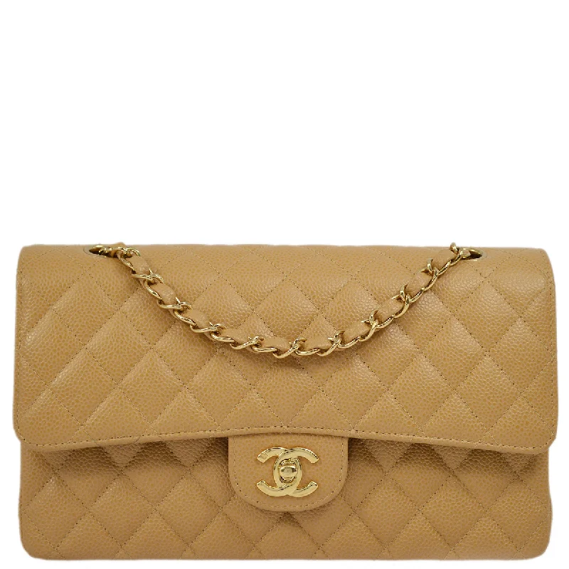 Chanel Lightweight Handbag for Daily ErrandsChanel Beige Caviar Medium Classic Double Flap Shoulder Bag