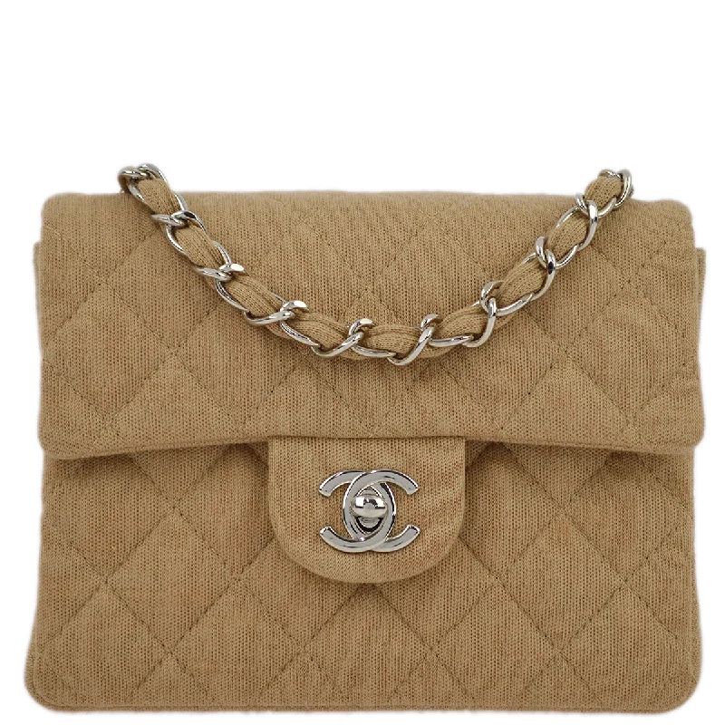 Chanel bags with adjustable chain strapsChanel Beige Cotton Mini Classic Square Flap Shoulder Bag 17