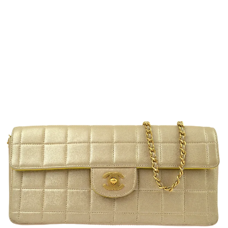 Chanel bags available in bold colors and patternsChanel Beige Lambskin Choco Bar East West Shoulder Bag