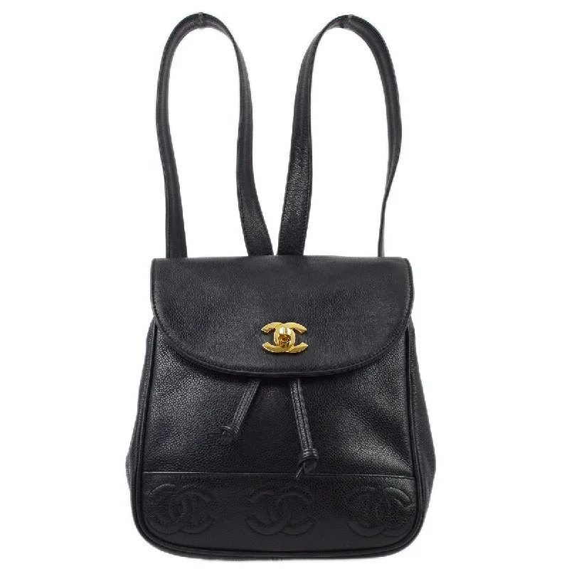 Chanel bags for women with minimalist styleChanel Black Caviar Triple CC Backpack