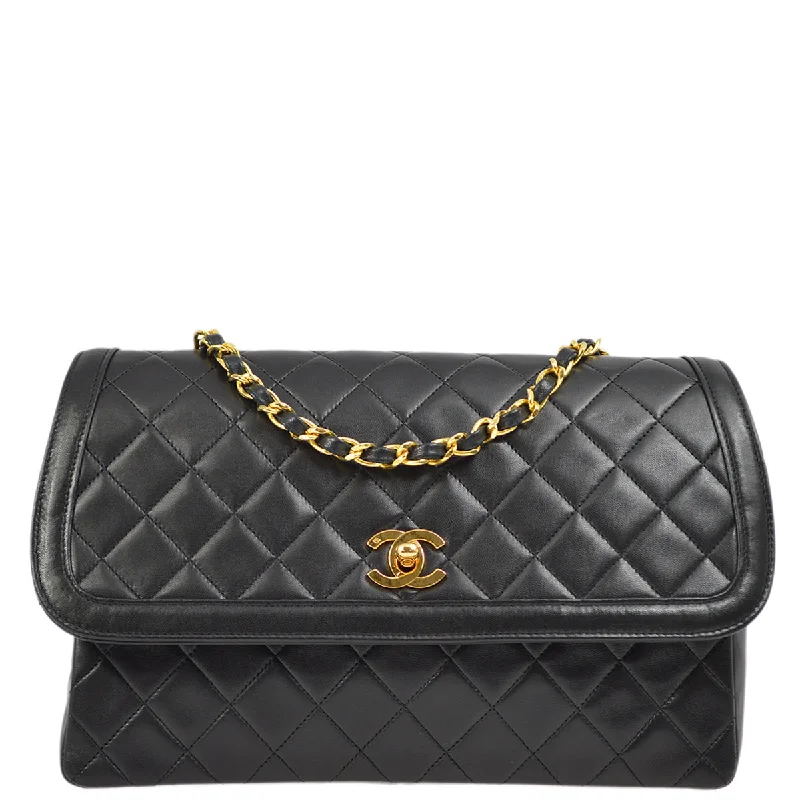 Chanel bags for women with minimalist styleChanel Black Lambskin Straight Flap Shoulder Bag