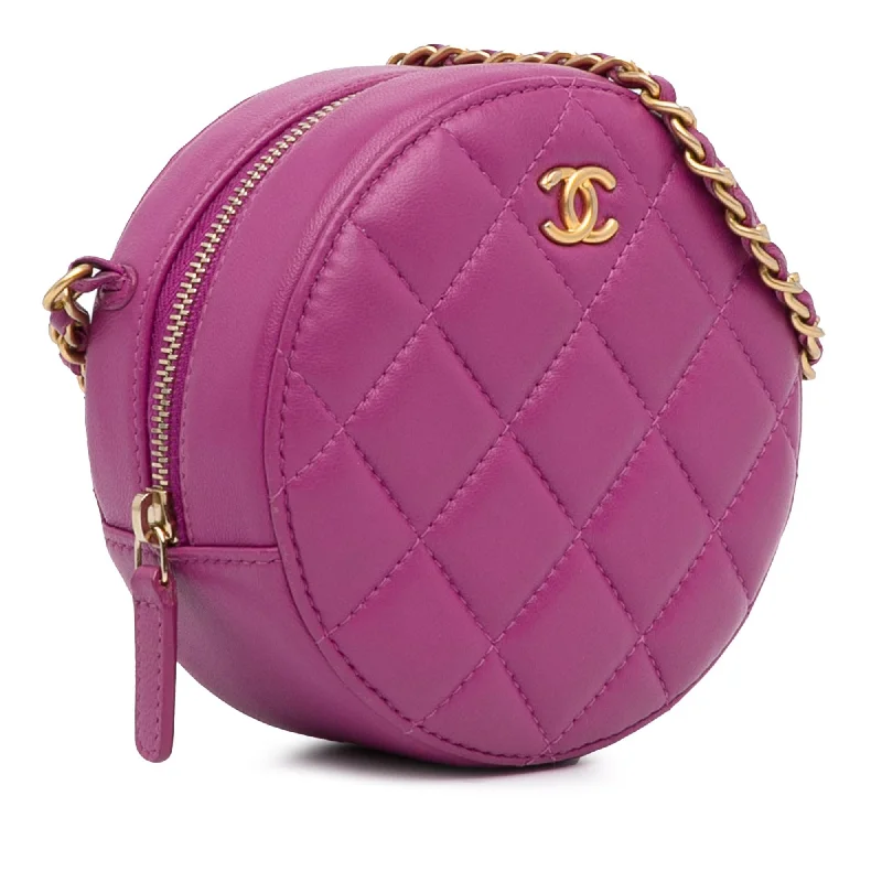 Chanel classicChanel Lambskin Pearl Crush Round Clutch with Chain (T1Ji2T)