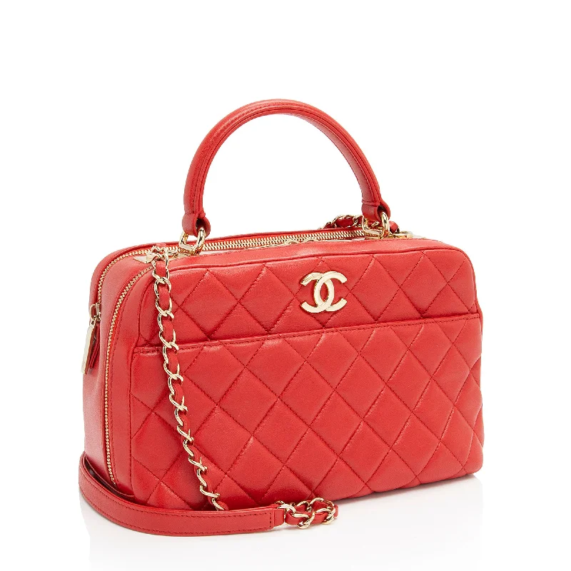 Chanel Chain Strap Handbag for Everyday UseChanel Lambskin Trendy CC Small Bowling Satchel (QBNfmU)