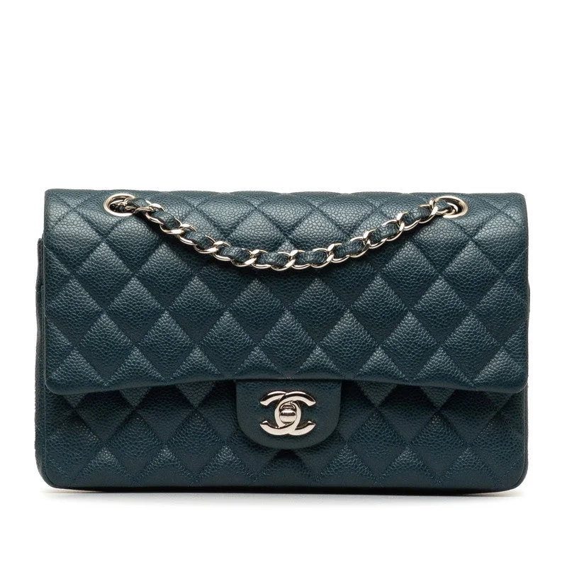 Chanel bags available at online luxury retaileChanel Mattrase 25 Coco Double Flap Chain Shoulder Bag Blue Silver Caviar S  CHANEL