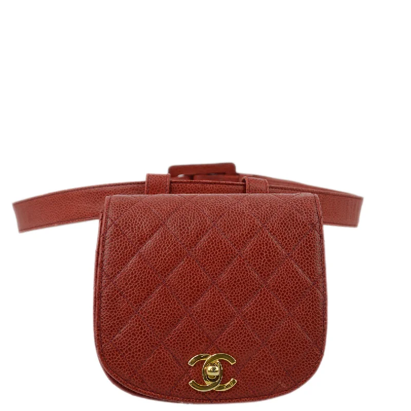 Chanel bags with the perfect balance of luxury and functionalityChanel Red Caviar Waist Bum Bag #75/30