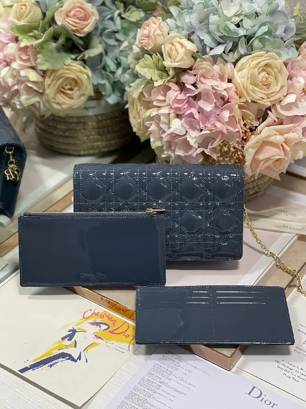 Christian Dior bags with a quilted pattern and gold - toned hardwareChristian Dior Lady Pouch Midnight Blue Handbags