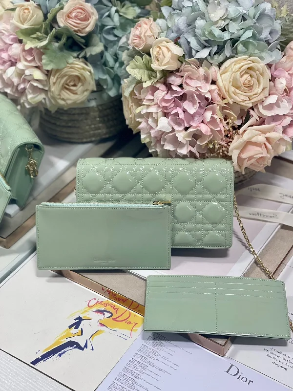 Christian Dior handbags with a snap - button closure and a decorative buckleChristian Dior Lady Pouch Seafoam Handbags