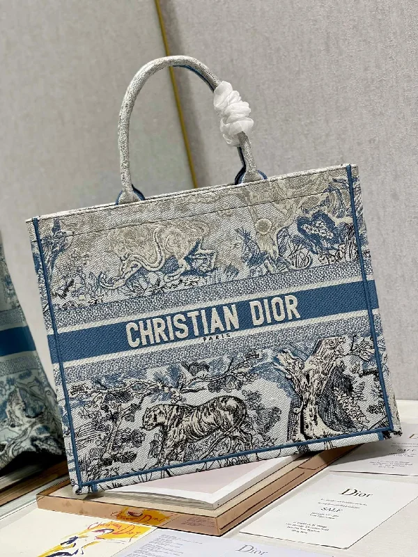 Contemporary Christian Dior handbags with a unique shapeChristian Dior Large Book Tote Bag Blue