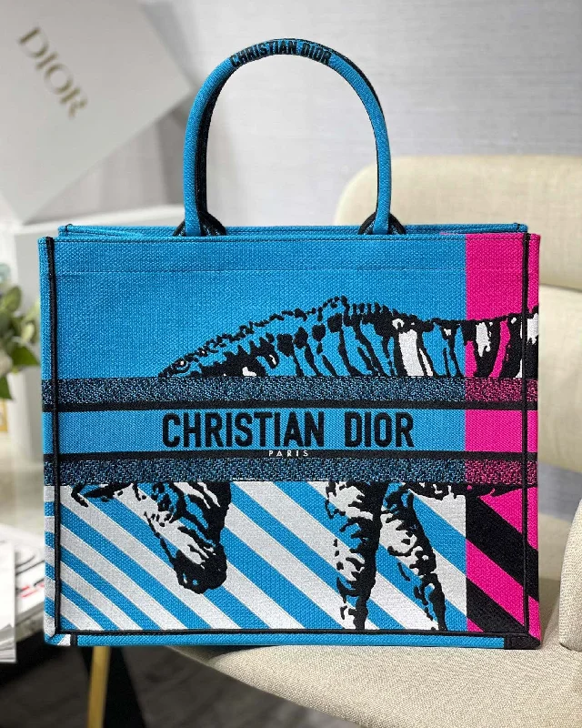 Christian Dior handbags with a removable shoulder strap for versatilityChristian Dior Large Book Tote Blue And Pink Handbags