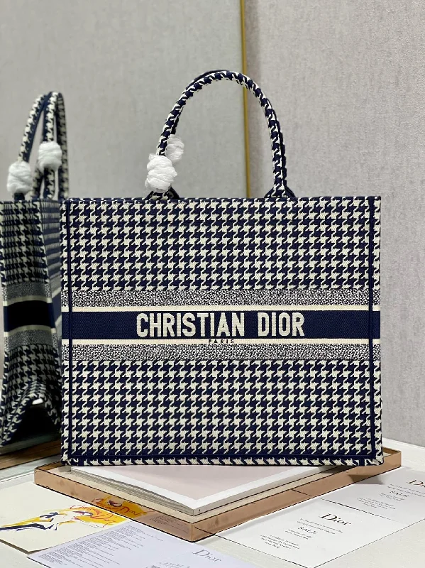 Luxury Christian Dior crossbody bags with a chain - link strapChristian Dior Large Book Tote Blue And White