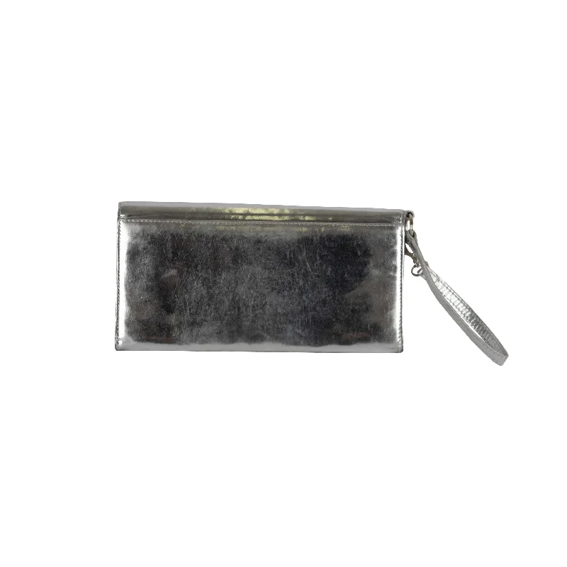 Christian Dior bags with a zip - top closure and multiple compartmentsDIOR Christian Dior Metallic Silver Pochette