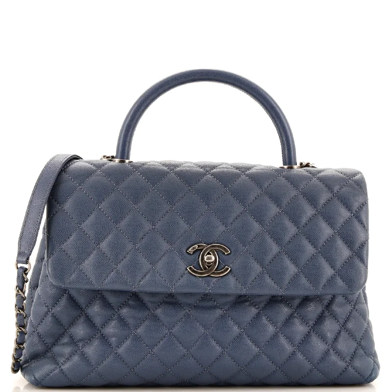 Christian Dior bags with a side - pocket for holding a water bottleCoco Top Handle Bag Quilted Caviar Medium