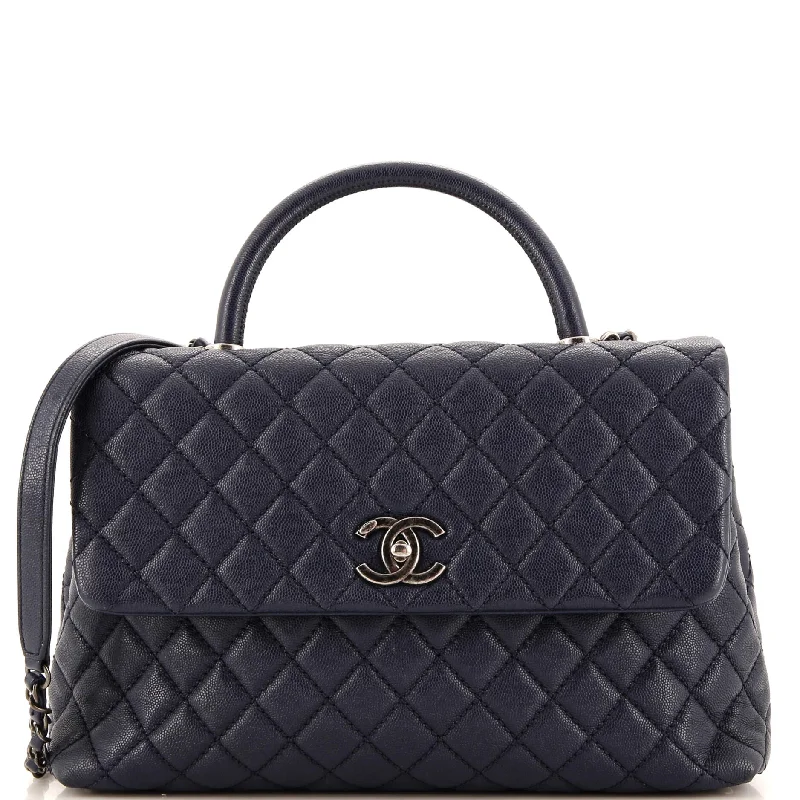 Contemporary Christian Dior handbags with a unique shapeCoco Top Handle Bag Quilted Caviar Medium