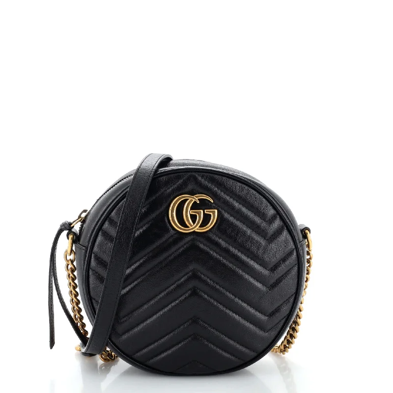 Stylish Christian Dior shoulder bags with a tassel - adorned zipperGG Marmont Round Shoulder Bag Matelasse Leather Mini